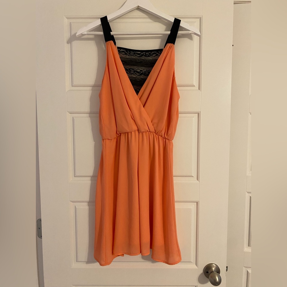 Final Touch dress with V neck front and lace back